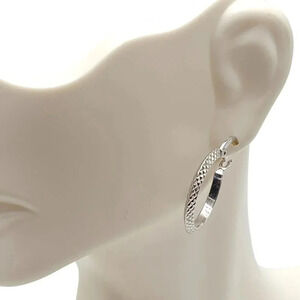 ATI BR TH Diamond-Cut Round Hoop Earrings Silver Tone Vintage